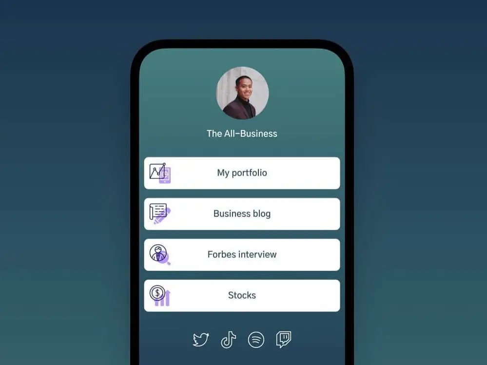 Головна сторінка сервісу Linktree на екрані смартфона