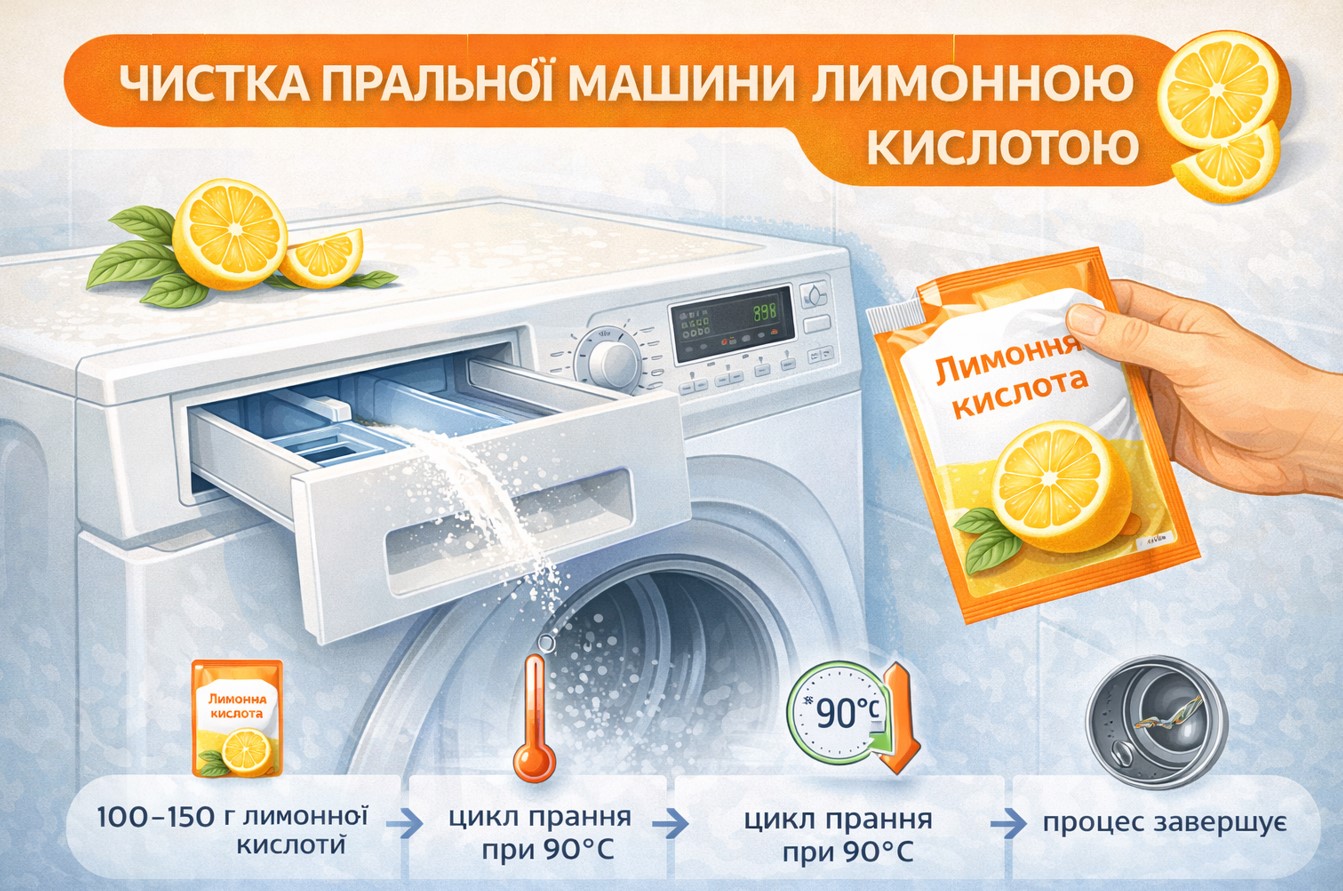 Чистка пральної машини лимонною кислотою