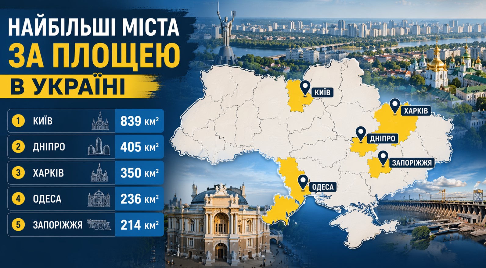 Найбільші міста за площею в Україні