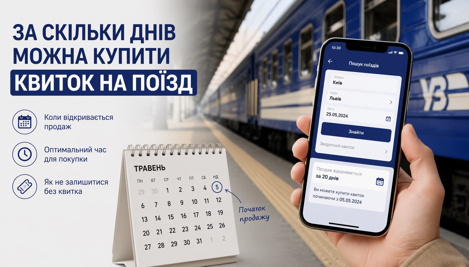 За скільки днів можна купити квиток на потяг