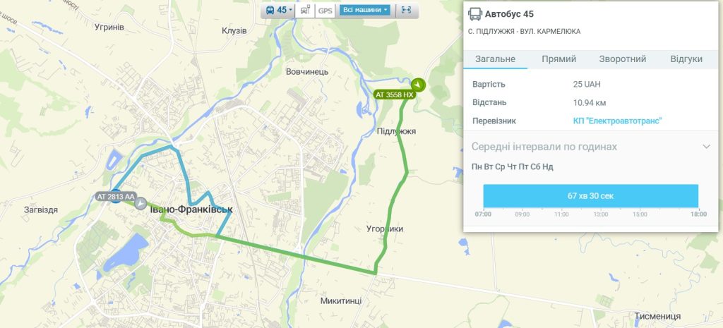 розклад 45 автобуса Івано-Франківськ